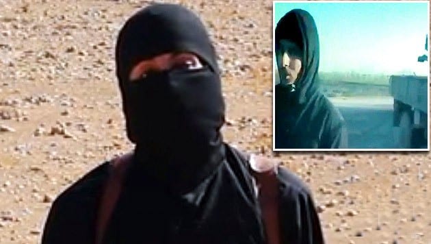 "Jihadi John" zeigt sich erstmals in einem IS-Video unmaskiert. (Bild: AP, twitter.com/Terrormonitor)