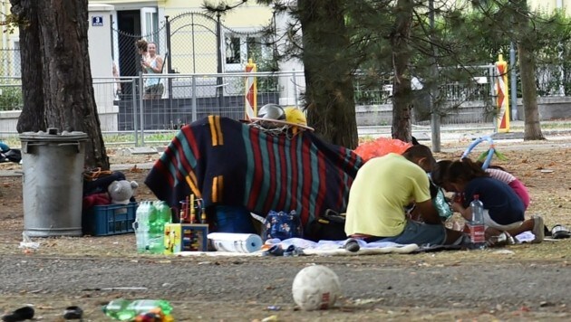 Obdachlose Flüchtlinge in Traiskirchen (Bild: Patrick Huber)