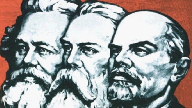 Karl Marx, Friedrich Engels und Wladimir Iljitsch Lenin (Bild: Grafik "Krone")