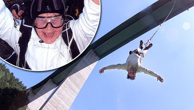 Mit voller Begeisterung sprang Penka Baleva (84) von der Europabrücke in Tirol. (Bild: dobrinite.com, Christof Birbaumer (Symbolbild))