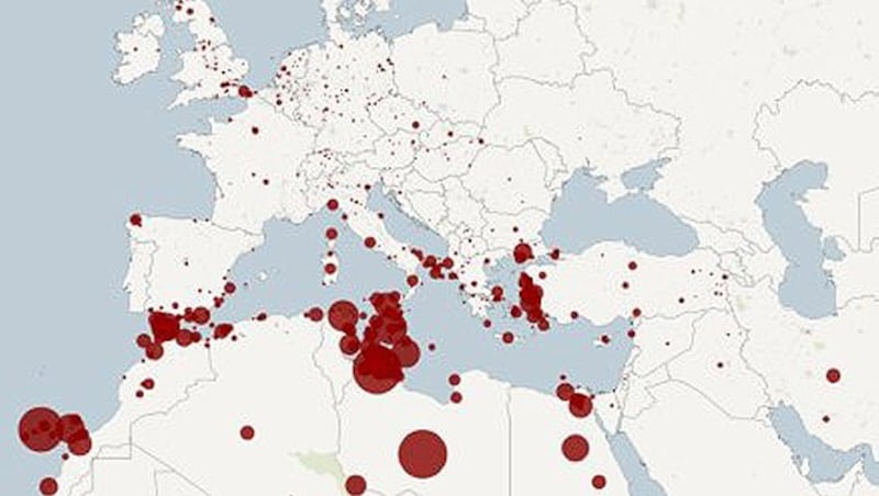 29.000 Menschen starben auf den Flüchtlingsrouten. (Bild: themigrantsfiles.com)