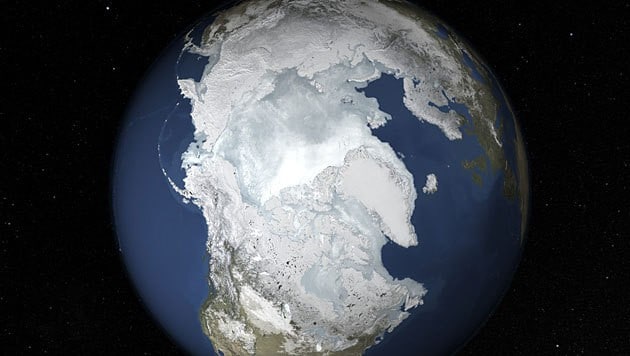 Die Ausdehnung des Arktiseises am 25. Februar 2015 (Bild: NASA's Goddard Space Flight Center)