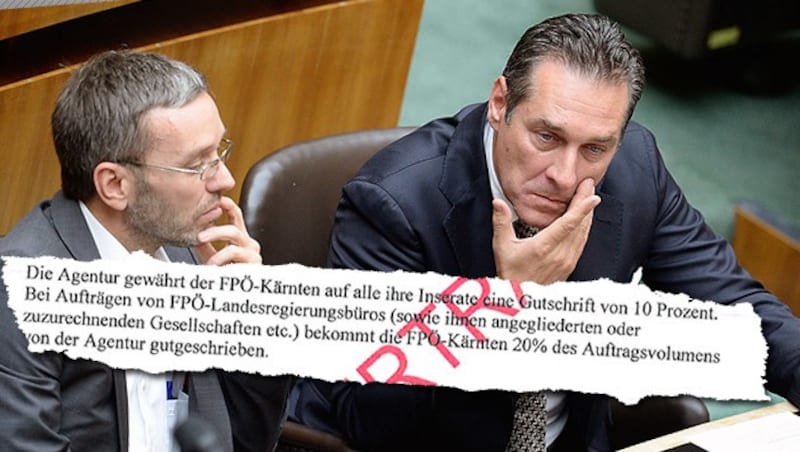 Vom "Falter" veröffentlichte Unterlagen bringen FP-Chef Strache und FP-General Kickl in Bedrängnis. (Bild: APA/ROBERT JAEGER, Falter)