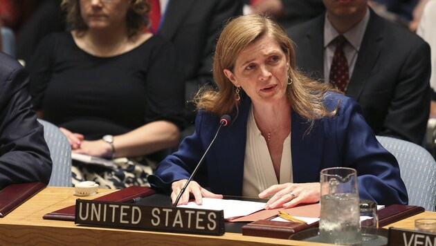US-Botschafterin Samantha Power während der UNO-Sicherheitsratssitzung (Bild: AP)