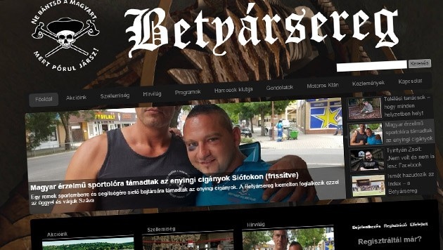 Ein Screenshot der Website der rechtsextremen ungarischen Organisation "Betyarsereg" (Bild: Betyarsereg.hu)