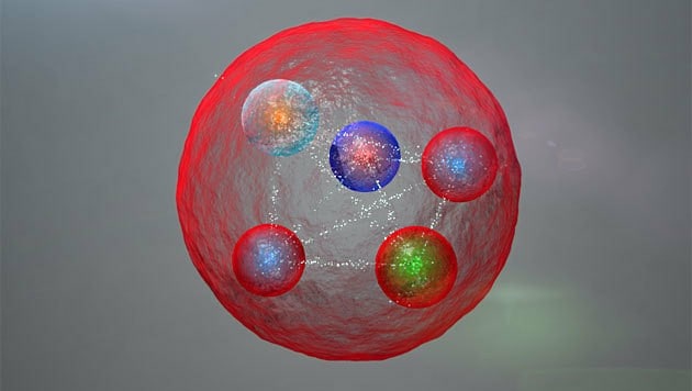 Künstlerische Darstellung der Quarks in einem Pentaquark-Teilchen (Bild: © CERN/LHCb Collaboration)