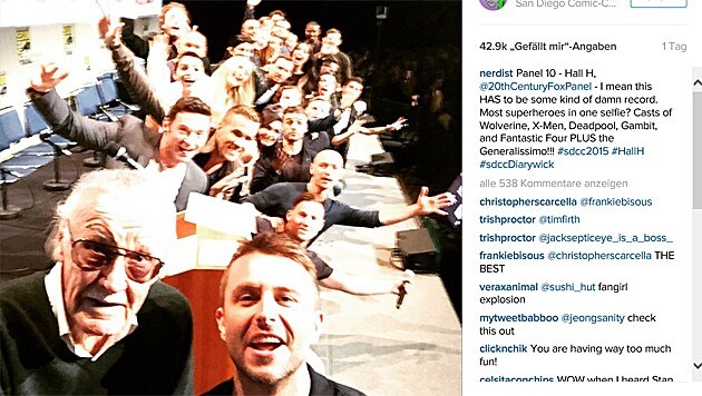 Auf diesem Selfie sind wohl die meisten Superhelden vereint. (Bild: instagram.com/nerdist)