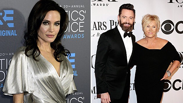 Hugh Jackman darf nicht mit Angelina Jolie drehen. (Bild: APA/EPA/MICHAEL NELSON, APA/JASON SZENES)