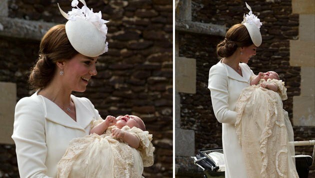 Herzogin Kate mit ihrer Tochter Charlotte (Bild: AP)