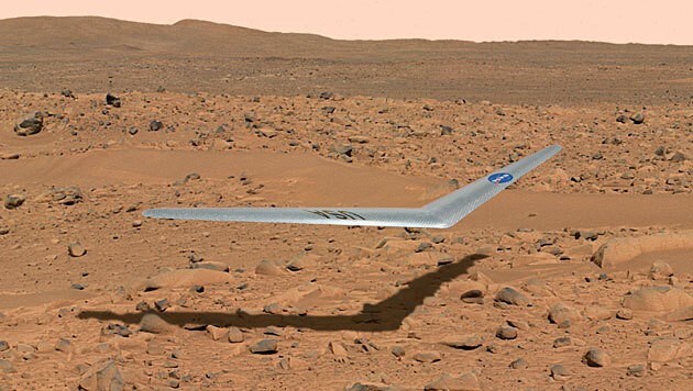 Künstlerische Illustration, die zeigt, wie "Prandtl-m" über die Marsoberfläche gleitet (Bild: NASA/Dennis Calaba)