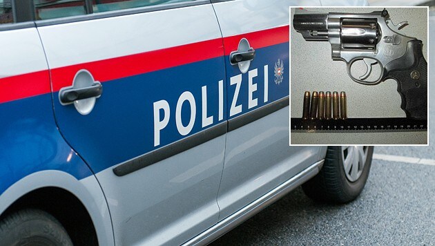 Mit diesem Revolver bedrohte der Tobende den Polizisten. (Bild: Andreas Graf, LPD Wien)