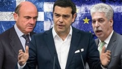 Alexander Stubb, Alexis Tsipras und Hans Jörg Schelling (Bild: AP, APA, thinkstockphotos.de)