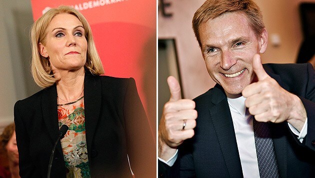 Ministerpräsidentin Thorning-Schmidt (li.) trat zurück, Rechtspopulist Thulesen Dahl (re.) feierte. (Bild: AP, APA/EPA/LINDA KASTRUP)