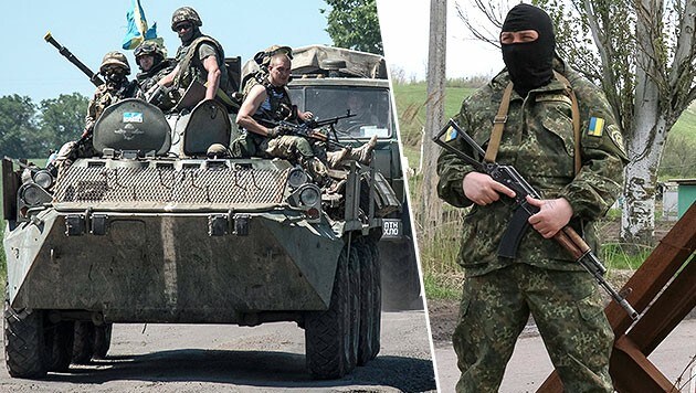 Ukrainische Soldaten im Osten des Landes (Bild: APA/EPA/SERGEY POLEZHAKA, APA/IRINA GORBASYOVA)