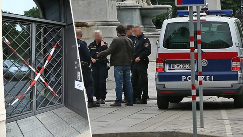 Ermittler am Tatort im Palais Epstein (Bild: Peter Tomschi)
