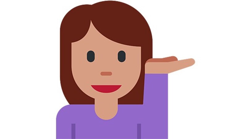 This emoji is often used for carefree/cheeky, but it's an information lady. (Bild: Wikimedia)