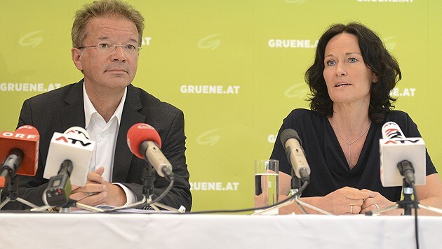 Landesrat Anschober und Grünen-Chefin Eva Glawischnig (Bild: APA/Helmut Fohringer)