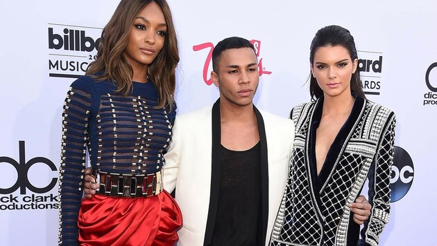 Jourdan Dunn, Olivier Rousteing und Kendall Jenner bei den Billborard Music Awards (Bild: H&M)