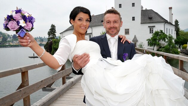 Petra und Herbert Pühringer aus St. Konrad heirateten in Schloss Ort. (Bild: Klemens Fellner)