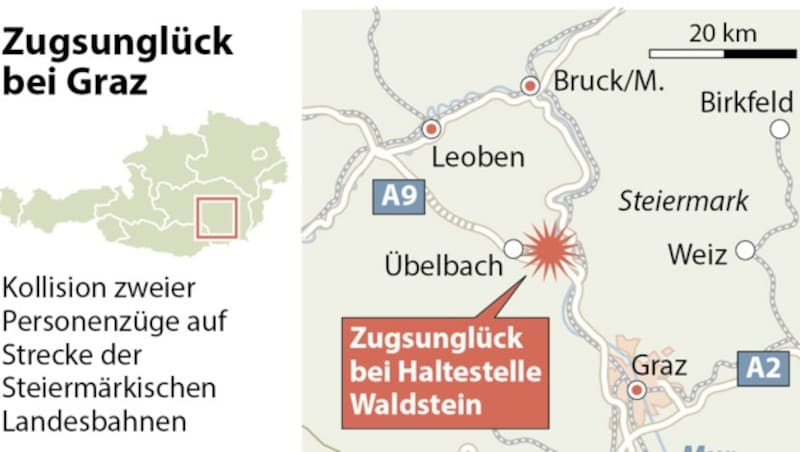 Nahe Übelbach im Bezirk Graz-Umgebung kam es zur folgenschweren Kollision. (Bild: APA)