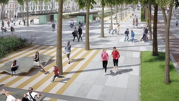 Ein Entwurf der Agentur Barcelona Regional zur Neugestaltung der Wiener Ringstraße (Bild: APA/Barcelona Regional)