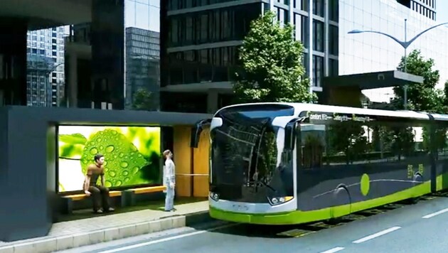 Zukunftsvision: E-Busse, die an Haltestellen geladen werden. (Bild: CSR Corporation Ltd.)