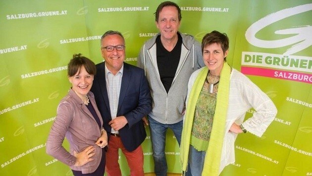 Grüne Granden: Martina Berthold, Heinrich Schellhorn, Johann Padutsch und Astrid Rössler (Bild: Franz Neumayr/MMV)