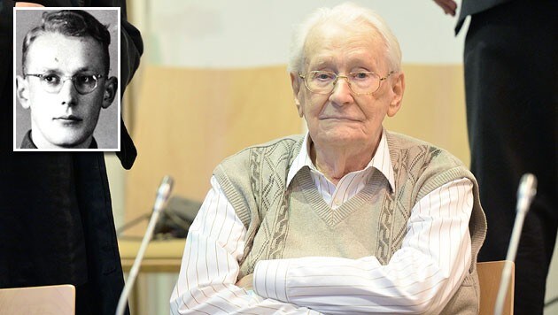 Oskar Gröning im Gerichtssaal und als junger SS-Offizier (Bild: dpa, APA/ EPA/Auschwitz-Birkenau State Museum in Oswiecim)