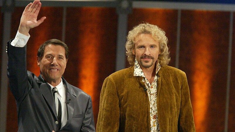 Zwei Showlegenden: Udo Jürgens und Thomas Gottschalk (Bild: Urs Flueeler/EPA/picturedesk.com)