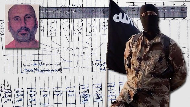Tarnname Haji Bakr: Der Iraker (kl. Bild) war laut "Spiegel"-Recherchen der wichtigste IS-Stratege. (Bild: Spiegel, twitter.com)