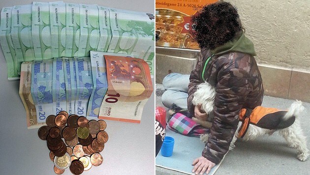 Das beschlagnahmte Geld und eines der Opfer (Bild: LPD Salzburg)