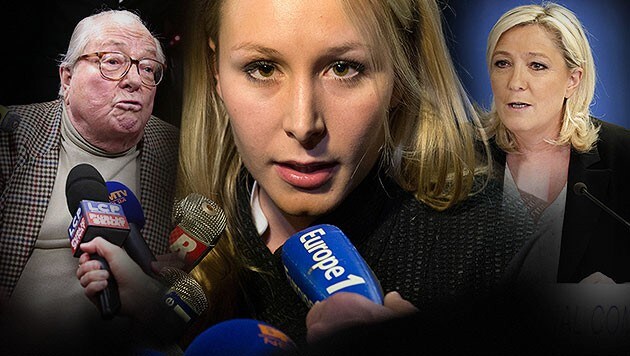 Jean-Marie Le Pen, Marion Marechal-Le Pen, Marine Le Pen (Bild: AFP/JOEL SAGET, AFP/BERTRAND LANGLOIS, AFP/KENZO TRIBOUILLARD)