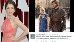 Anna Kendrick beschwert sich, dass man in "Game of Thrones" von Daenerys' Lover nicht alles sieht. (Bild: AFP/Twitter.com)