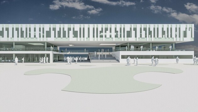 Auf dem Campus in Floridsdorf entsteht das neue Gebäude der Veterinärmedizinischen Universität Wien. (Bild: Mitiska Wäger Architekten)