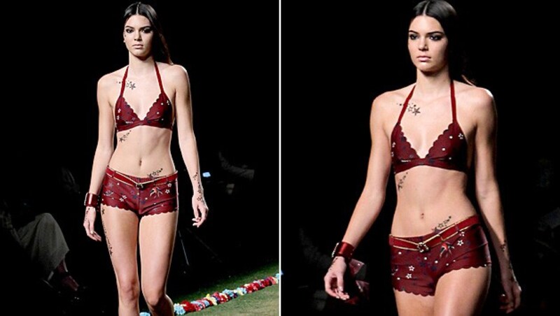 Kendall Jenner zeigte sich für Tommy Hilfiger auf der New York Fashion Week im Bikini. (Bild: AP)