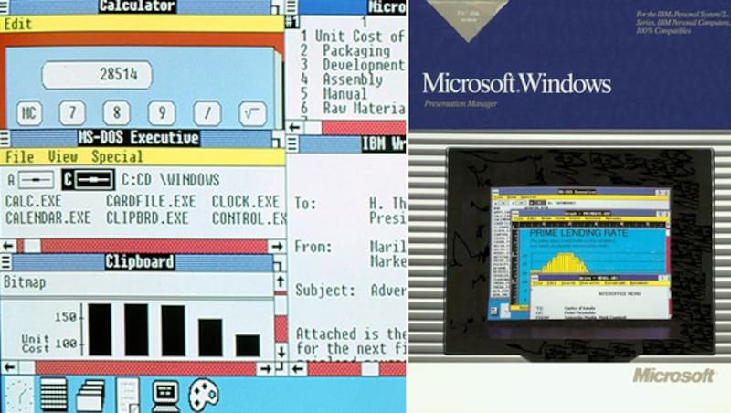 Windows 2 erschien 1987 und brachte erstmals eine Systemsteuerung mit. (Bild: Microsoft)