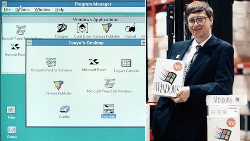 Windows 3 erschien 1992, ein Jahr später veröffentlichte Microsoft das netzwerkfähige Windows NT. (Bild: Microsoft)