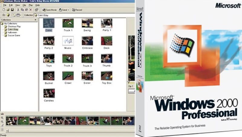 Zwischenschritt im Jahr 2000: Das bei Nutzern unbeliebte Windows ME und das stabile Windows 2000. (Bild: Microsoft)