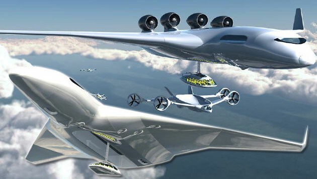 Passagiere sollen künftig in der Luft zwischen den Maschinen wechseln können. (Bild: National Aerospace Laboratory)