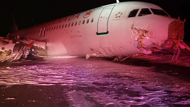 Der ramponierte Airbus A320 der Air Canada... (Bild: APA/EPA/Transportation Safety Board of Canada)