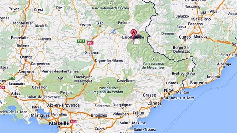 Der Ort des Absturzes in den französischen Alpen (Bild: maps.google.com)