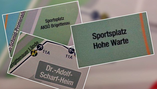 "AKSÖ Brigettenau", "Sportsplatz" und "Dr.-Adolf-Scharf-Heim" erhitzen die Gemüter. (Bild: "Krone")