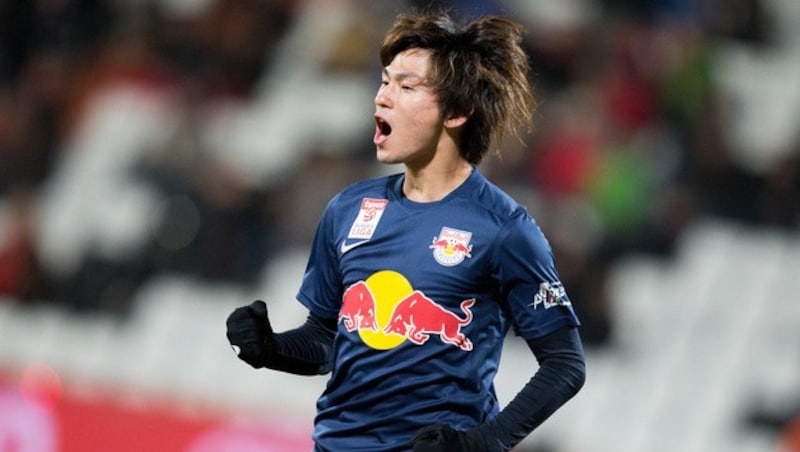 Doppel-Torschütze Takumi Minamino (Bild: APA/GEORG HOCHMUTH)