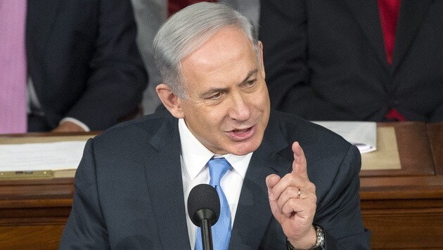 Israels Ministerpräsident Benjamin Netanyahu bei seiner umstrittenen Rede im US-Kongress (Bild: MICHAEL REYNOLDS/EPA/picturedesk.com)