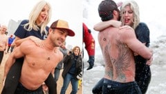 Lady Gaga und Taylor Kinney wagten für den guten Zweck ein Eisbad. (Bild: Barry Brecheisen/Invision/AP, APA/EPA/KAMIL KRZACZYNSKI)