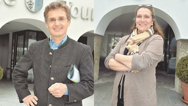 Michael Stock und Gabriella Gehmacher-Leitner rittern um den Posten des Anifer Bürgermeisters. (Bild: Wolfgang Weber)