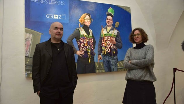 Martin Behr und Astrid Kury haben die Ausstellung "Subversiv" im GrazMuseum kuratiert. (Bild: Foto Ricardo)