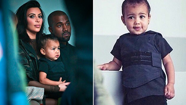 Guter Stil oder geschmacklos? Kim und Kanye steckten North in eine kugelsichere Weste. (Bild: AP, instagram.com/kimkardashian)