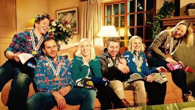 Gold im Teambewerb: "We've made it", postet Marcel Hirscher auf Facebook. (Bild: facebook.com/Marcel Hirscher)