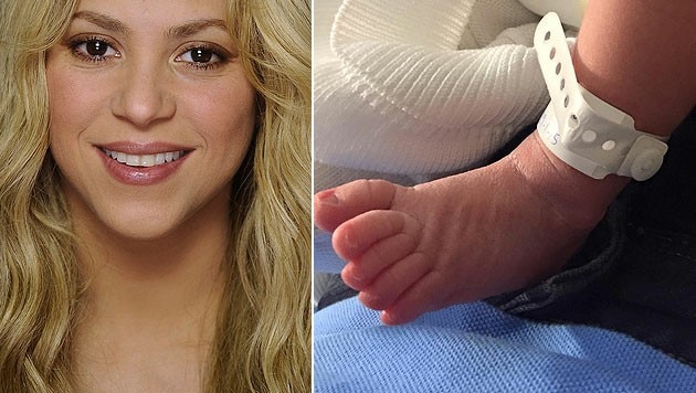 Shakira hat das erste Foto ihres zweiten Babys gepostet und zeigt voller Stolz seinen Fußballer-Fuß. (Bild: AP, facebook.com/shakira)